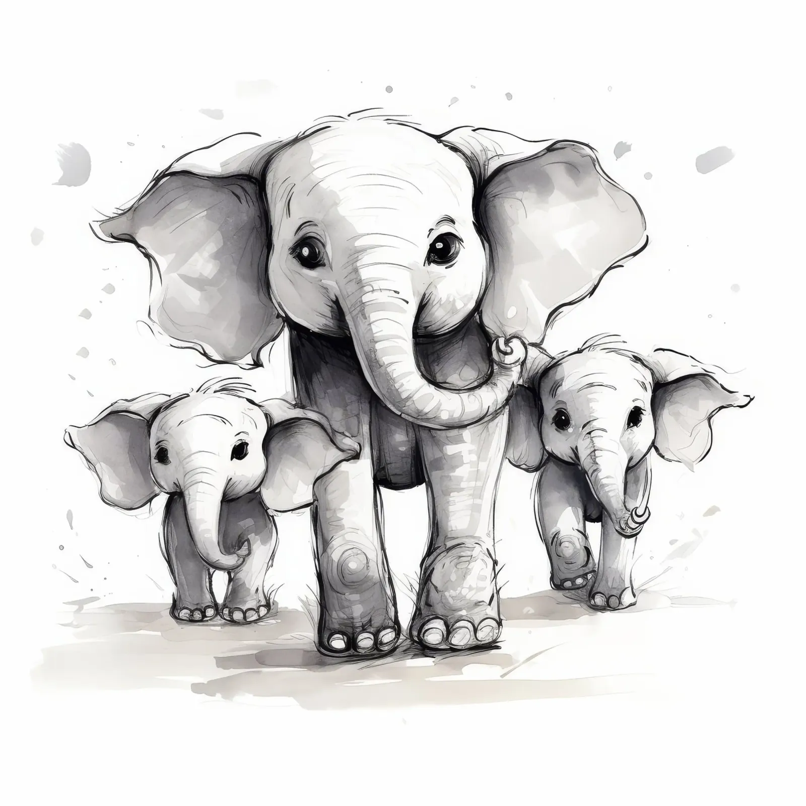 Retro Elephant Gang alu-dibond by Funny Animals