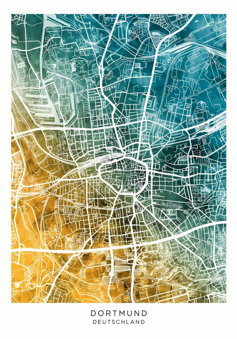 Dortmund Allemagne (carte) poster de Christopher Adams