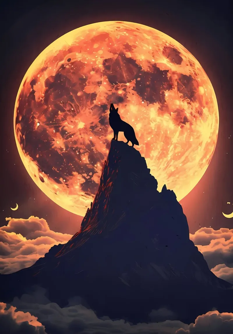 Animale lupo poster con telaio in alluminio da Pierre Walton