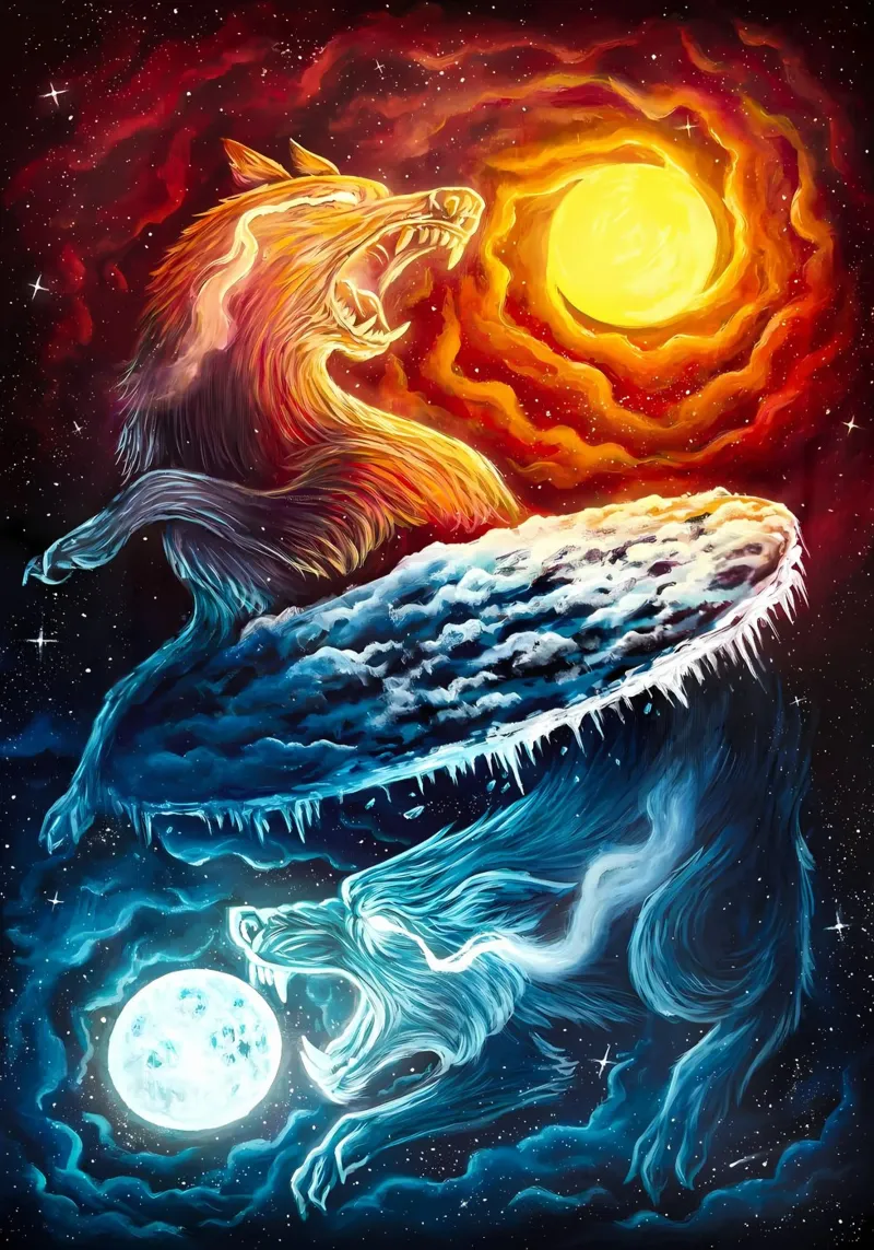 Animale lupo poster con telaio in alluminio da Pierre Walton