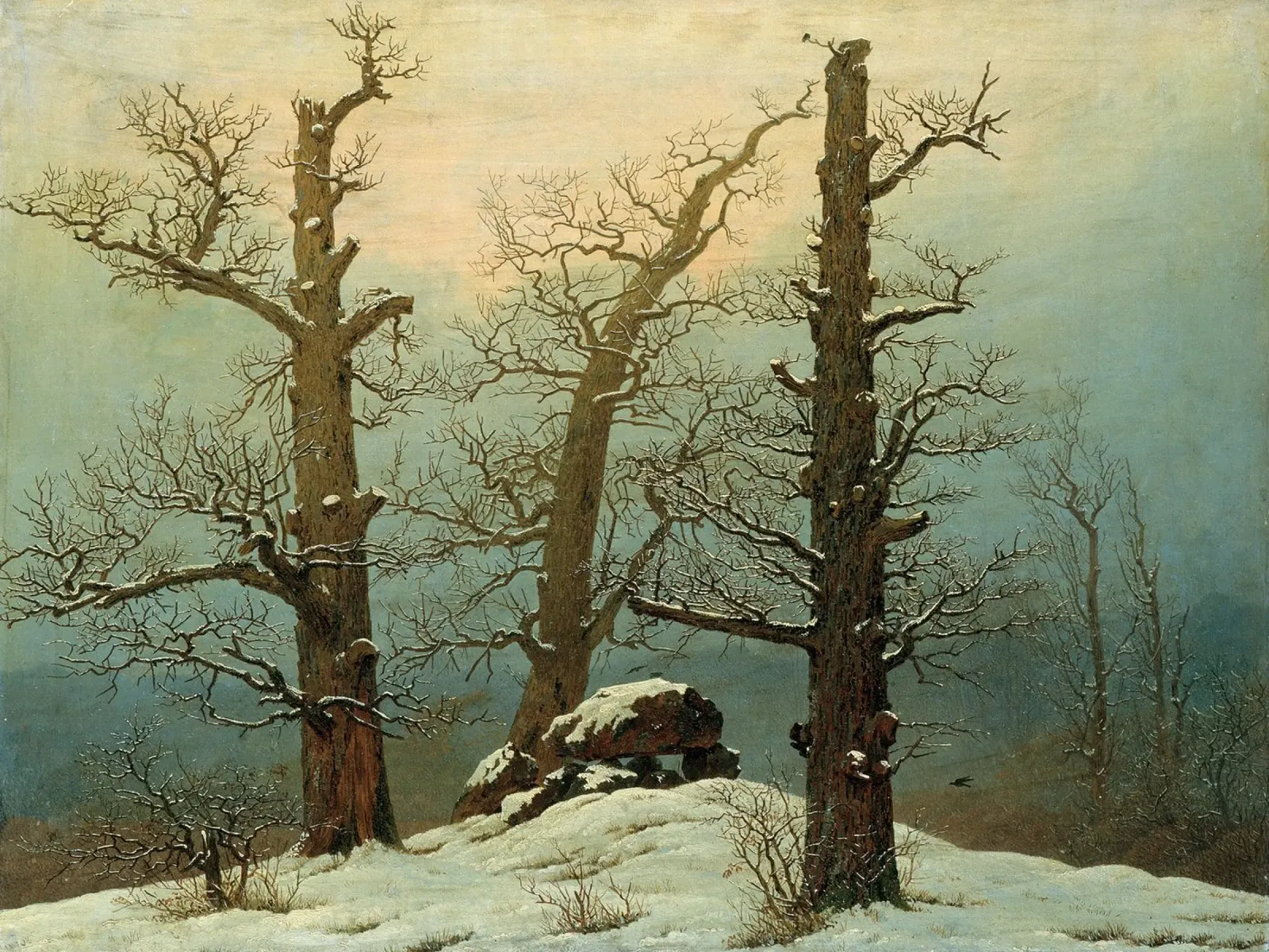 Caspar David Friedrich - Cairn nella neve pellicola backlit da Timeless Artworks