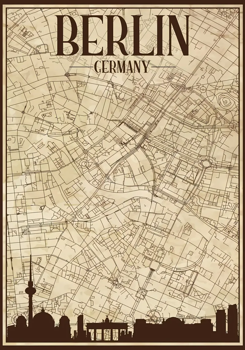Mappa di Berlino Skyline poster da Christopher Adams
