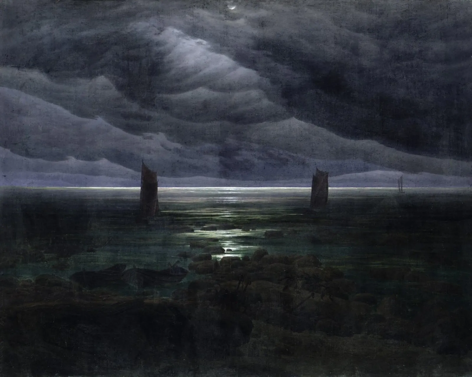 Caspar David Friedrich - Riva del mare al chiaro di luna pellicola backlit da Timeless Artworks