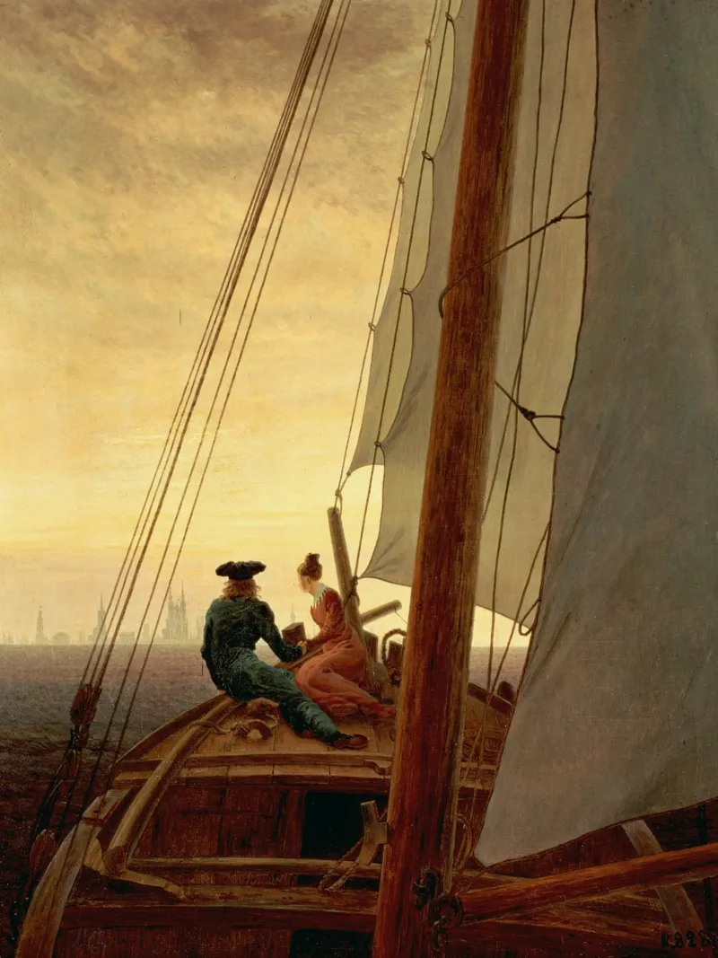 Caspar David Friedrich - A Sulla nave a vela carta hahnemühle da Timeless Artworks