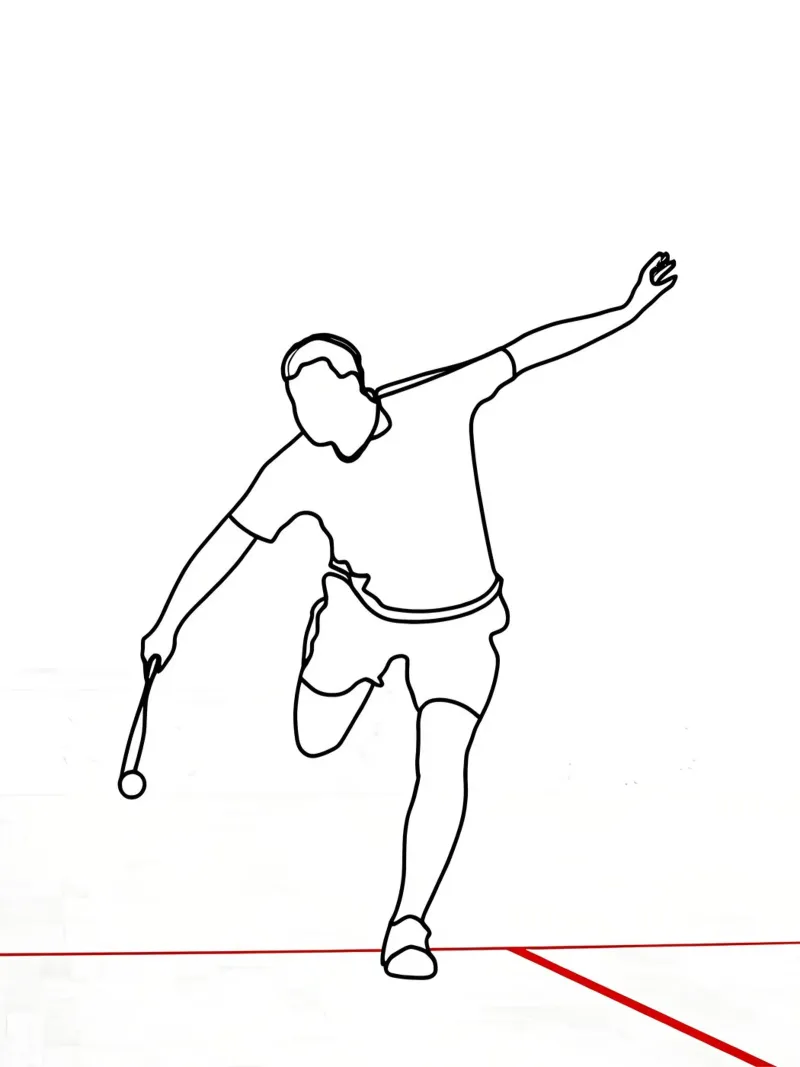 Sport di squash - Line art minimalista poster con telaio in alluminio da Viv Line Art
