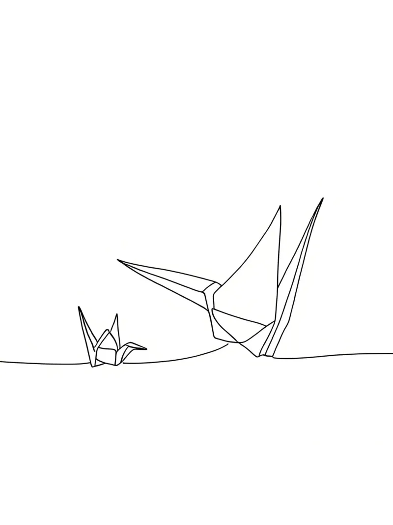 Origami - Line Art minimalista pellicola backlit da Viv Line Art