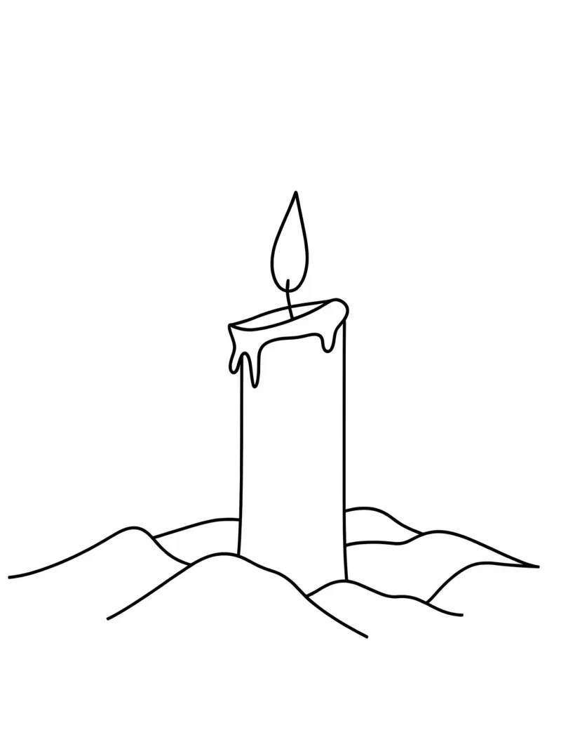 Candle In Mountain - Minimalist Line Art canvas with Floater frame by Viv Line Art