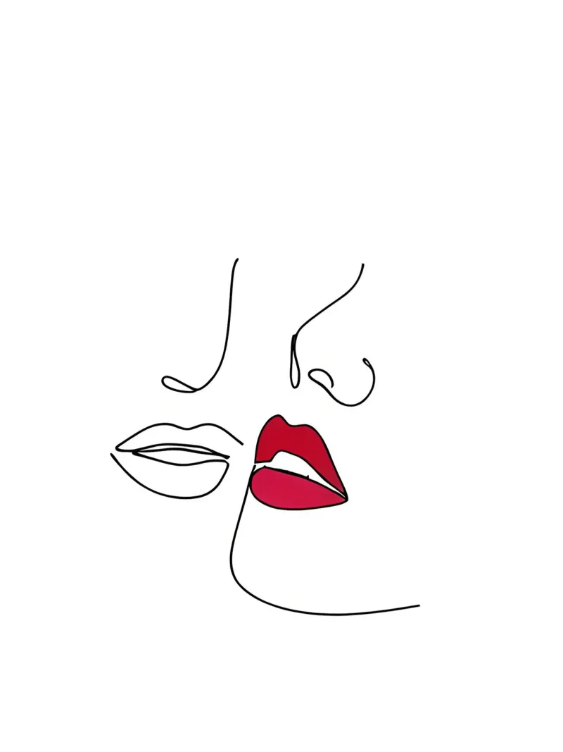 Bacio - Line art minimalista pellicola backlit da Viv Line Art