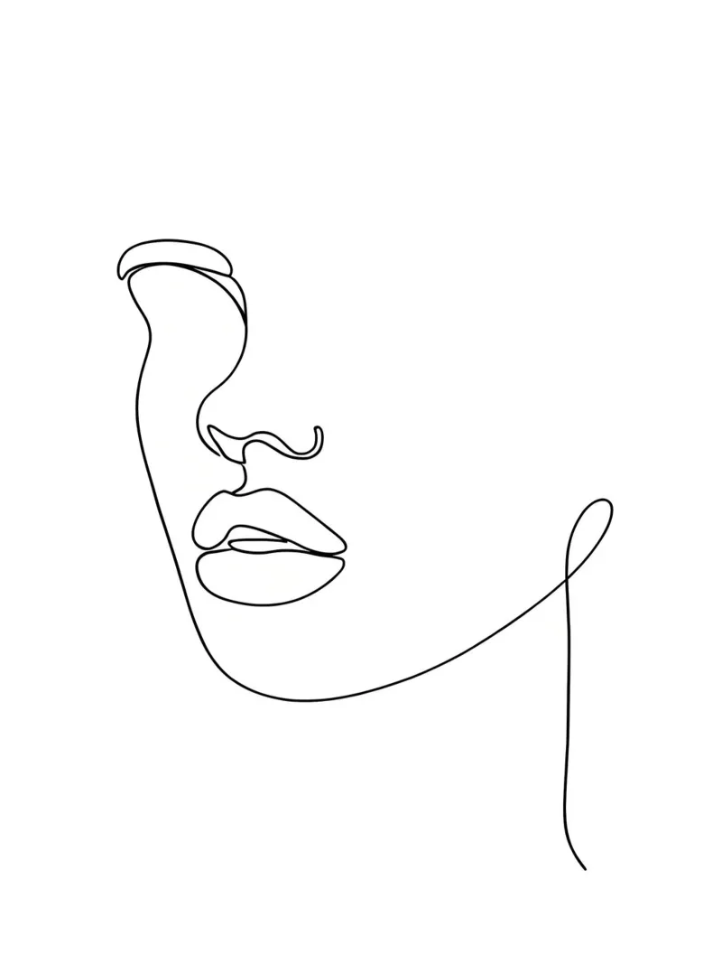Faccia d'uomo - Line art minimalista alluminio dibond da Viv Line Art