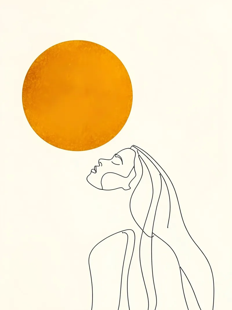 Donna e sole - Line art minimalista pellicola backlit da Viv Line Art