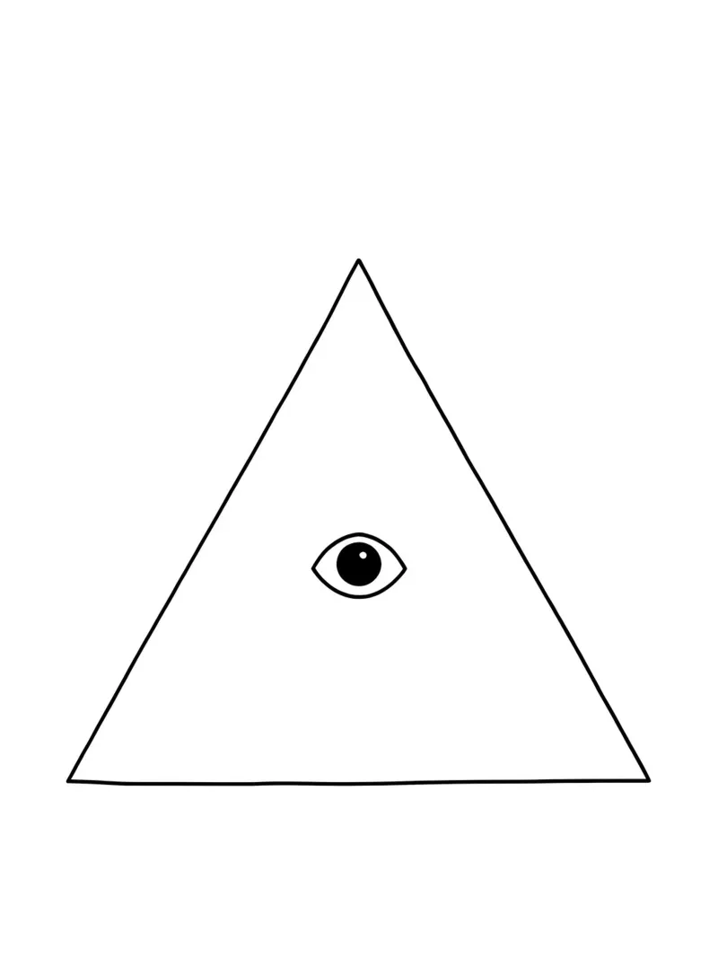 Oeil dans un triangle - Dessin au trait minimaliste hahnemühle de Viv Line Art