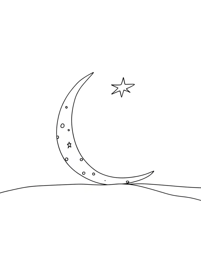 Luna e stella - Line art minimalista pellicola backlit da Viv Line Art