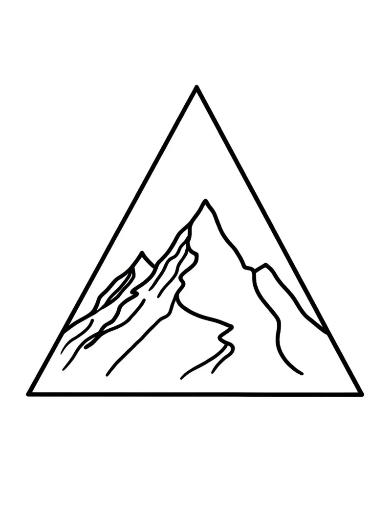 Mountain Under Triangle - Minimalist Line Art canvas by Viv Line Art