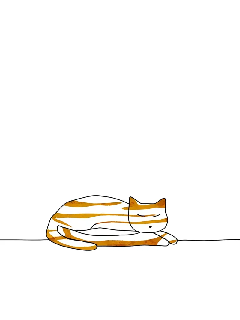 Gatto divertente - Line art minimalista alluminio dibond da Viv Line Art