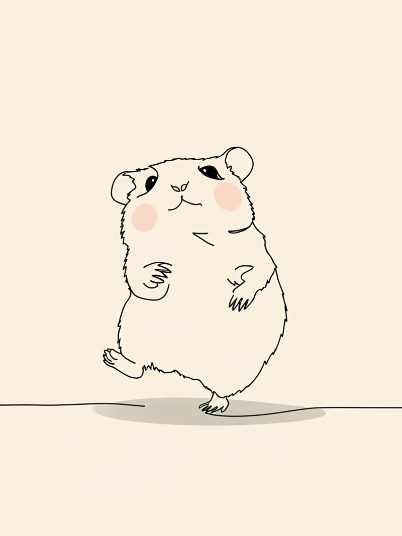Funny Hamster - Minimalist Line Art hahnemühle by Viv Line Art
