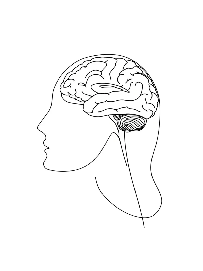Human Brain - Minimalist Line Art acrylic glass by Viv Line Art