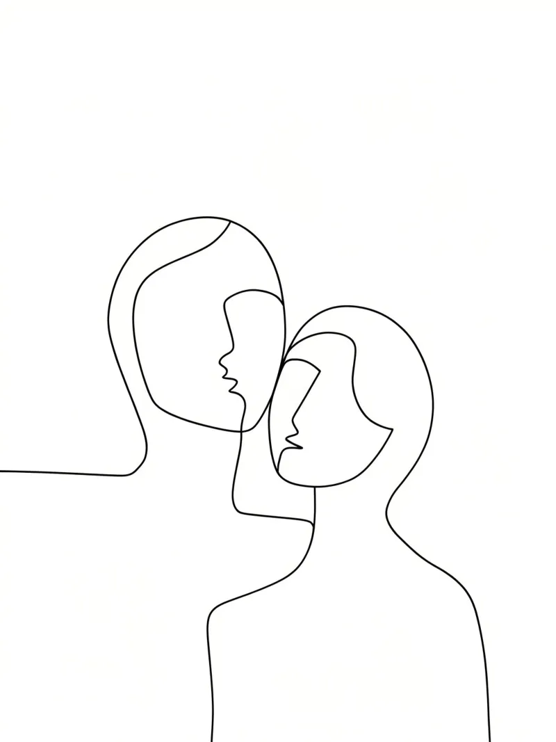 Coppia - Line art minimalista pellicola backlit da Viv Line Art