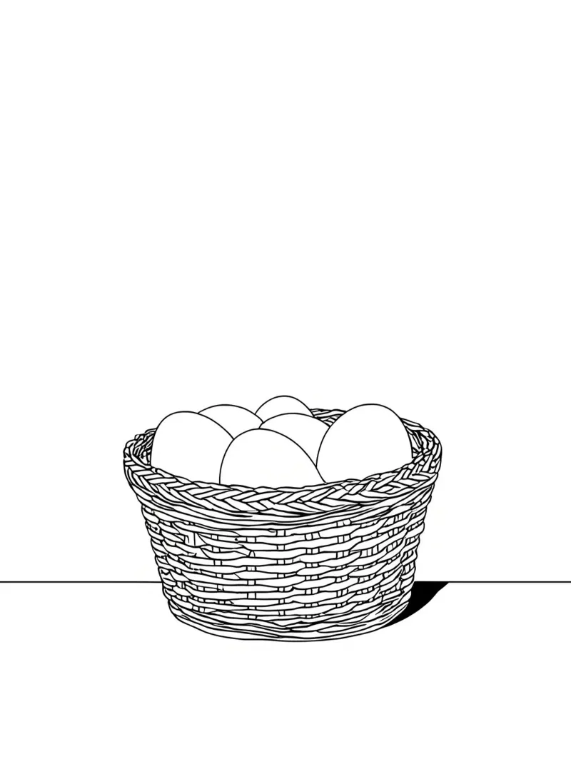 Eggs in Basket - Minimalist Line Art hahnemühle by Viv Line Art