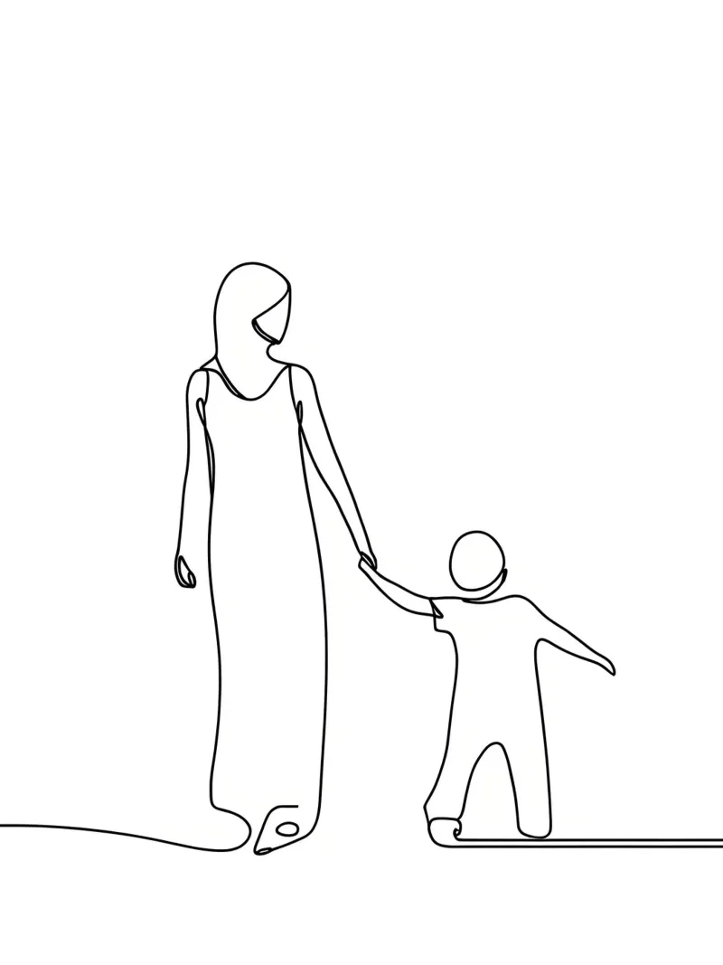Madre e figlio - Line art minimalista pellicola backlit da Viv Line Art