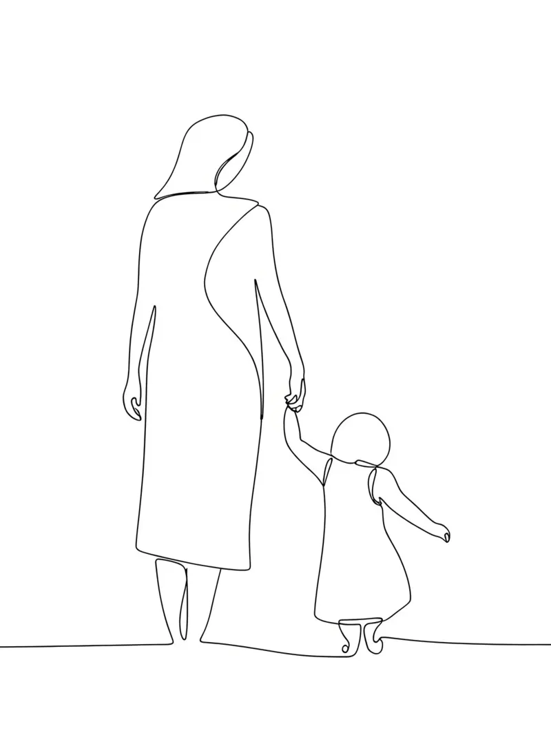 Madre e figlio - Line art minimalista pellicola backlit da Viv Line Art