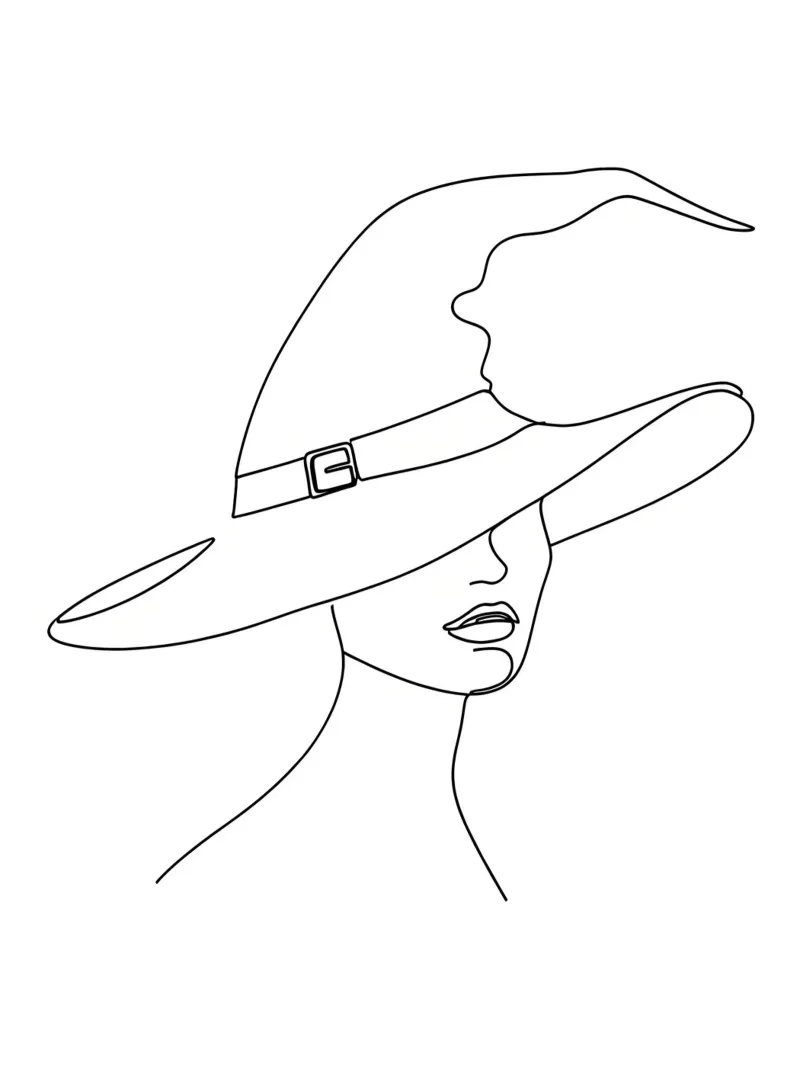 Cappello da strega - Line art minimalista alluminio dibond da Viv Line Art