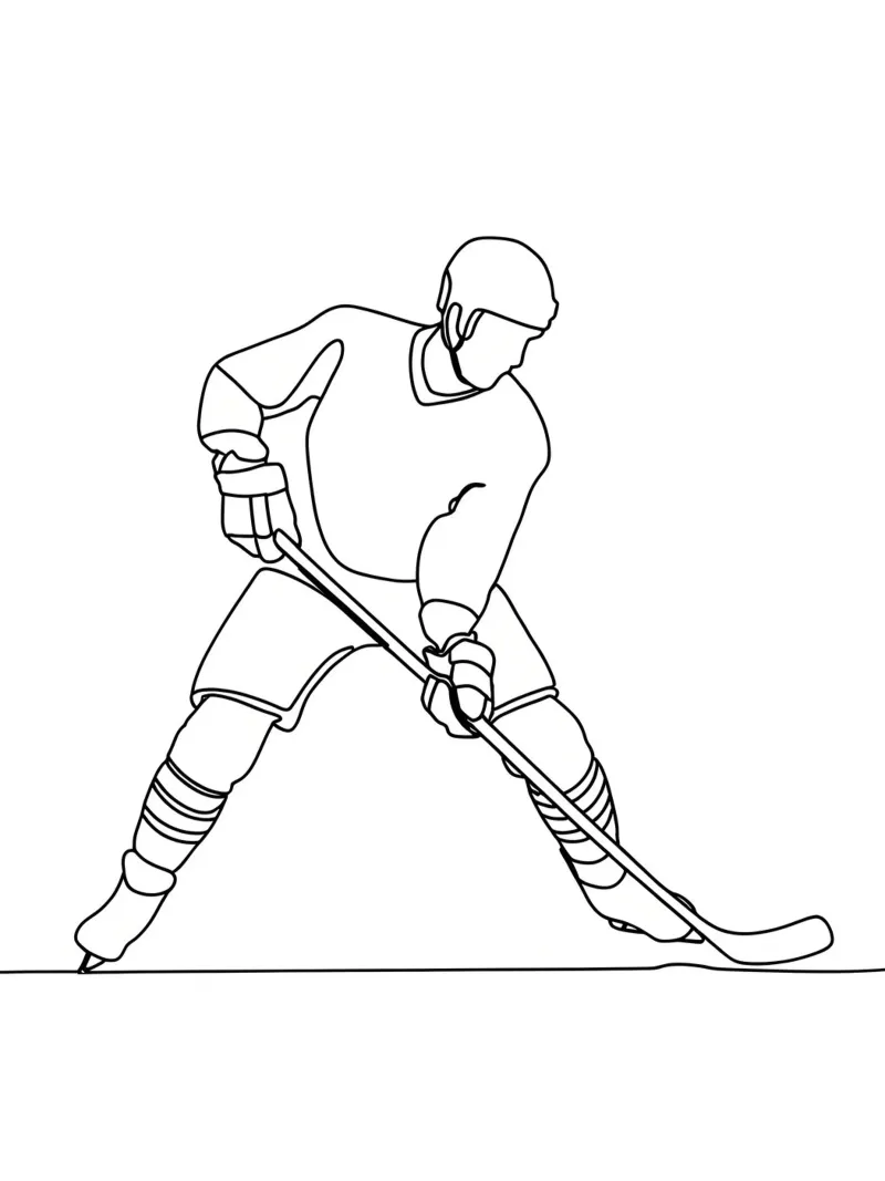 Ice Hockey - Minimalist Line Art canvas with Floater frame by Viv Line Art