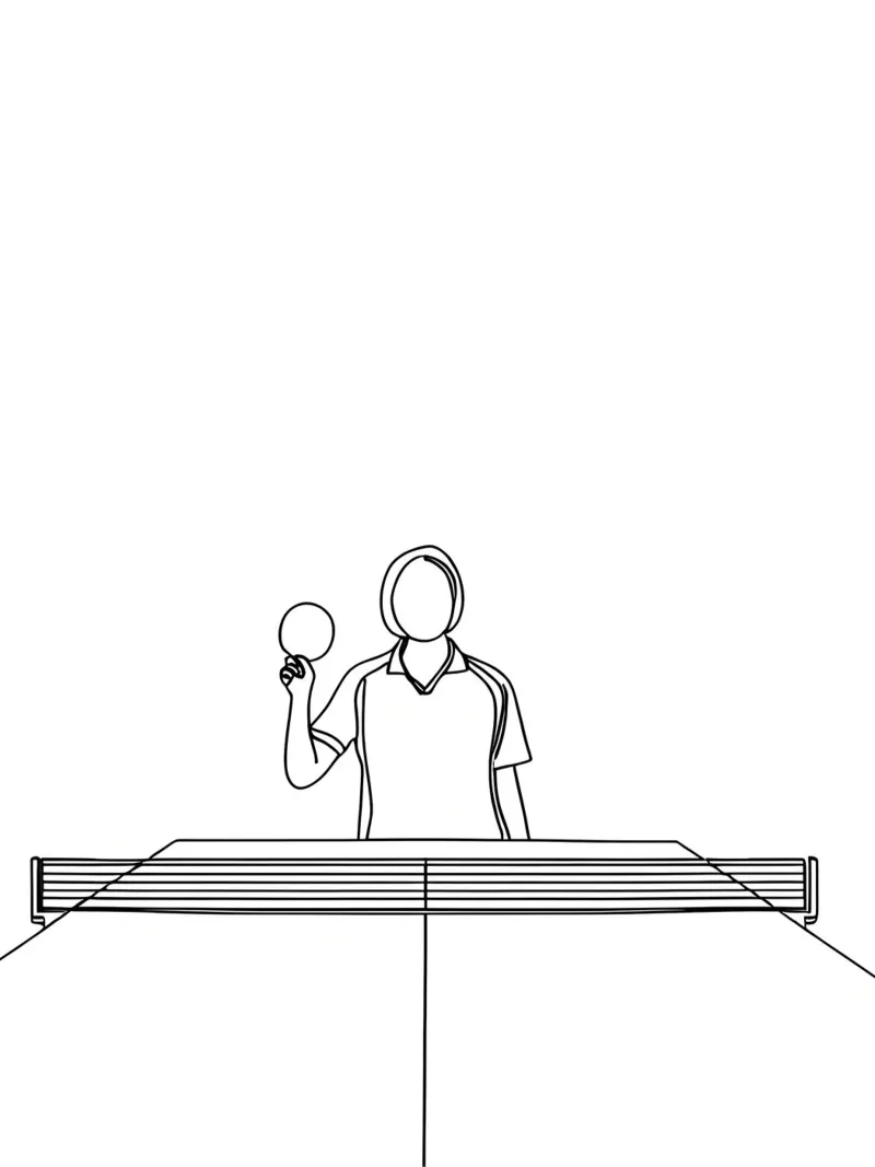 Giocatore di tennis da tavolo - Line Art minimalista pellicola backlit da Viv Line Art