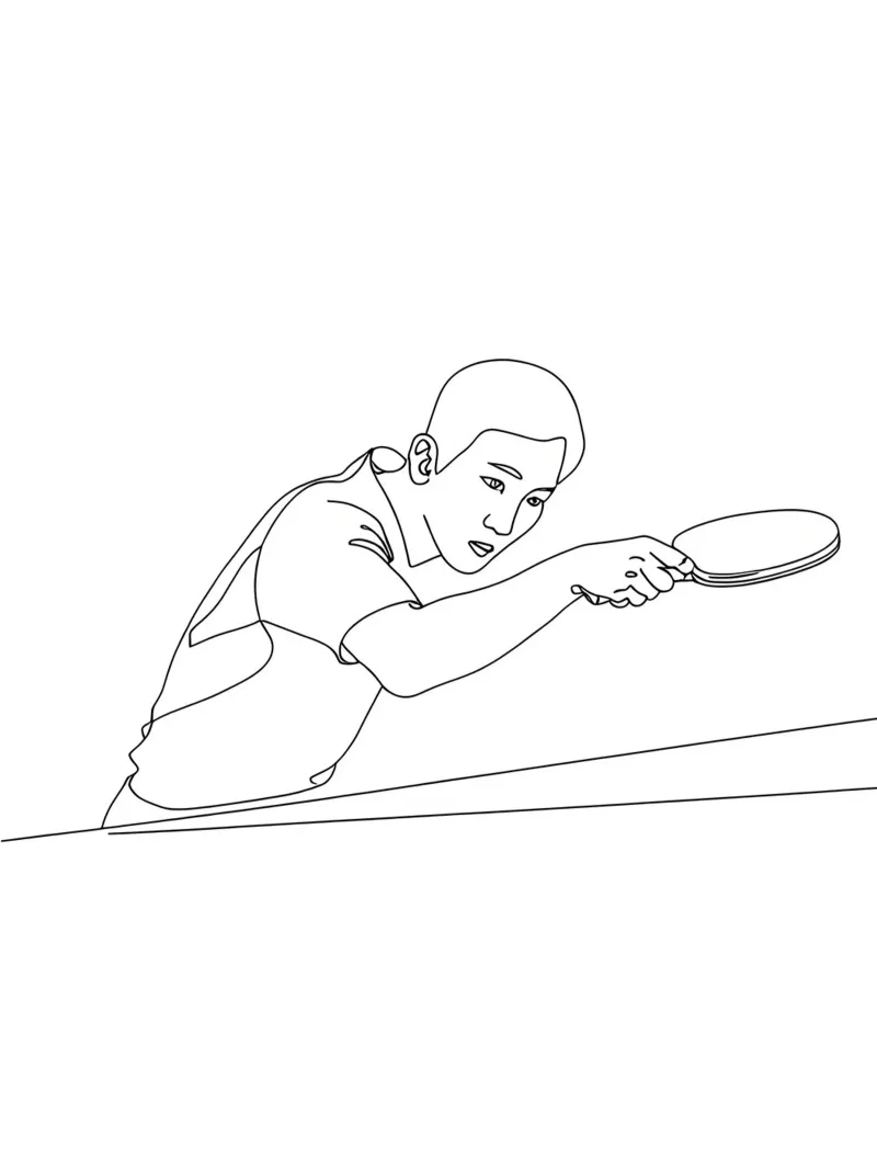 Table Tennis Player - Minimalist Line Art canvas with Floater frame by Viv Line Art