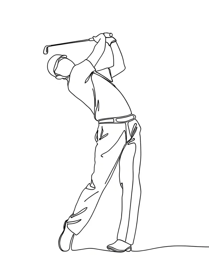 Golfer - Minimalist Line Art canvas with Floater frame by Viv Line Art