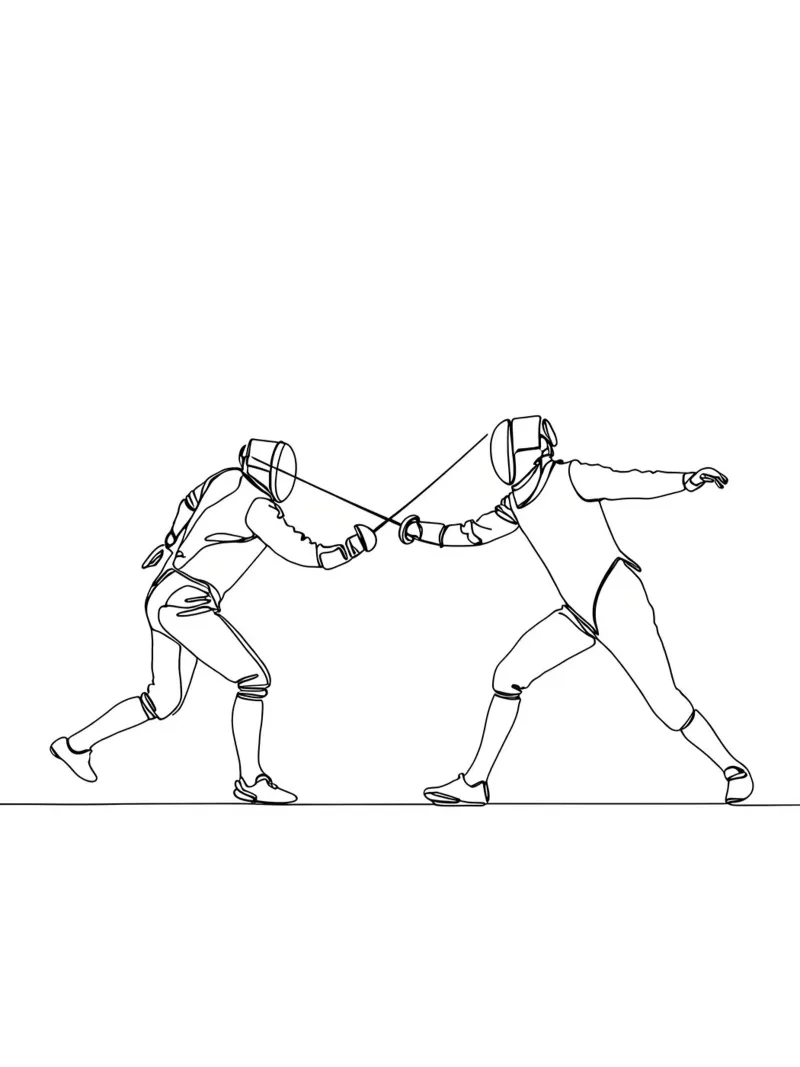 Duello tra schermidori - Line Art minimalista pellicola backlit da Viv Line Art