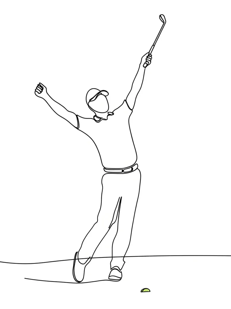 Giocatore di golf vincente - Line art minimalista carta hahnemühle da Viv Line Art
