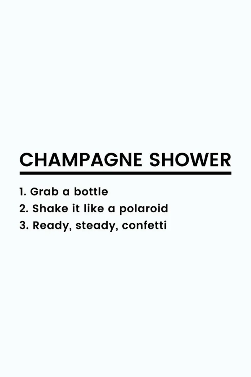 Champagne Shower Recipe poster con telaio in alluminio da Studio One