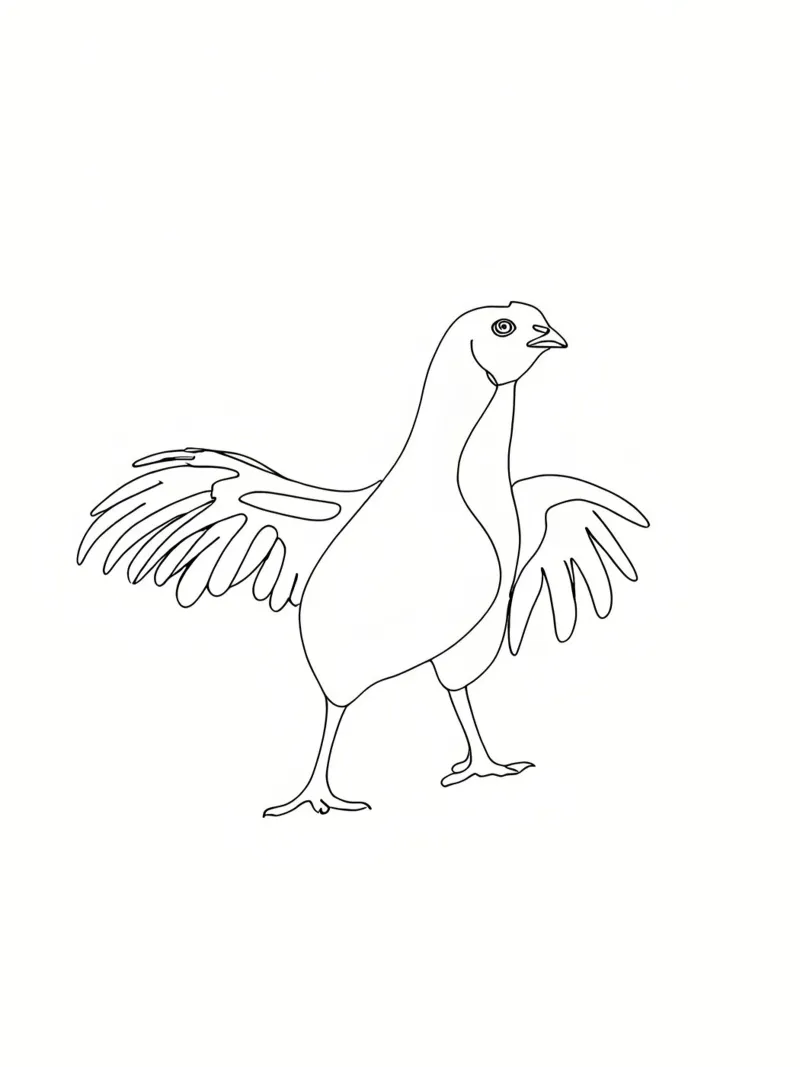 Poulet dansant - Dessin au trait minimaliste hahnemühle de Viv Line Art