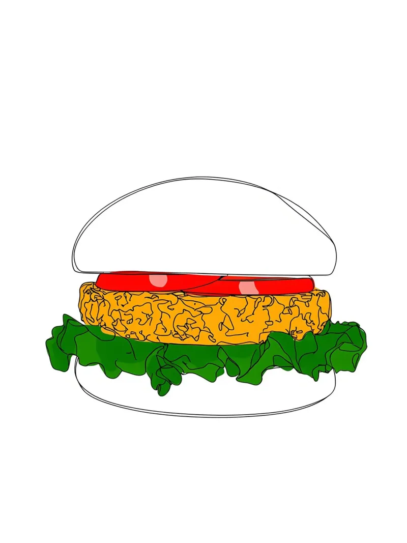 Burger - Minimalist fast food line art illustration alu-dibond by Viv Line Art