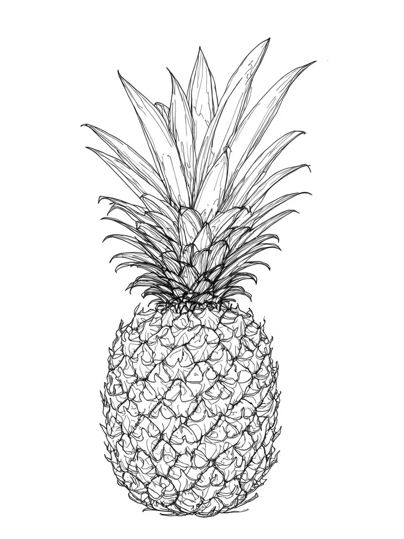 Ananas - Illustrazione grafica minimalista di frutta tropicale poster da Viv Line Art