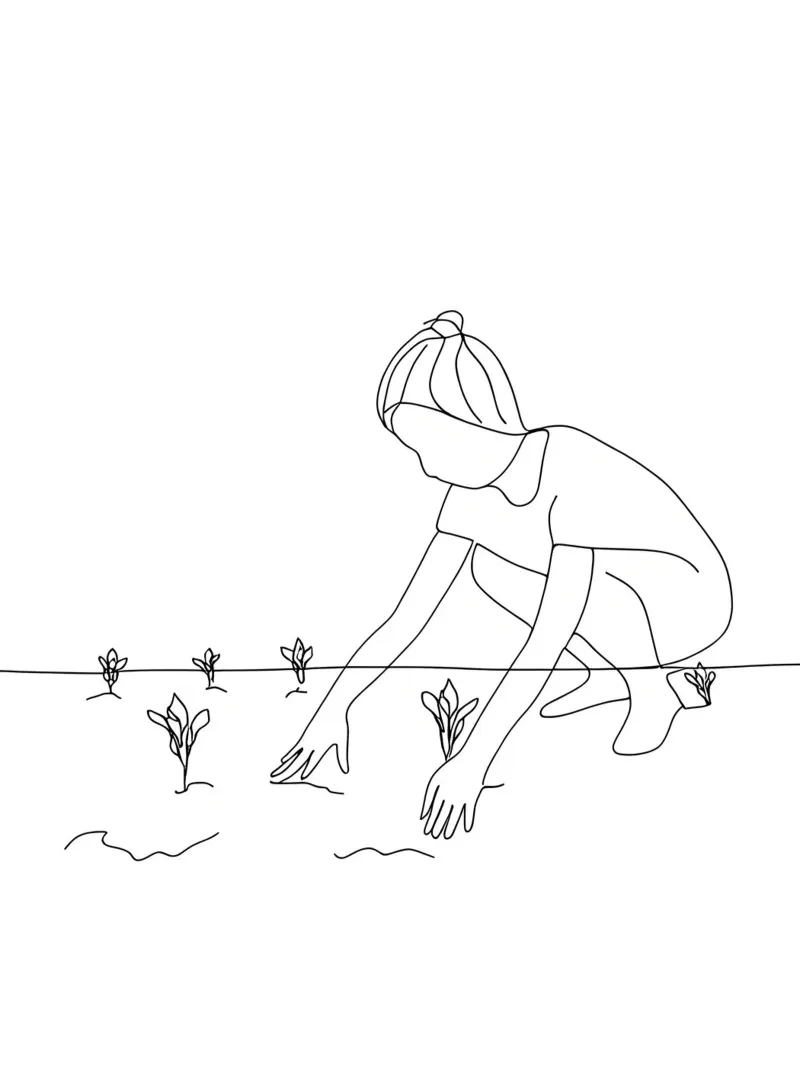 Giardinaggio - Linea minimalista Arte della natura e cura delle piante poster da Viv Line Art