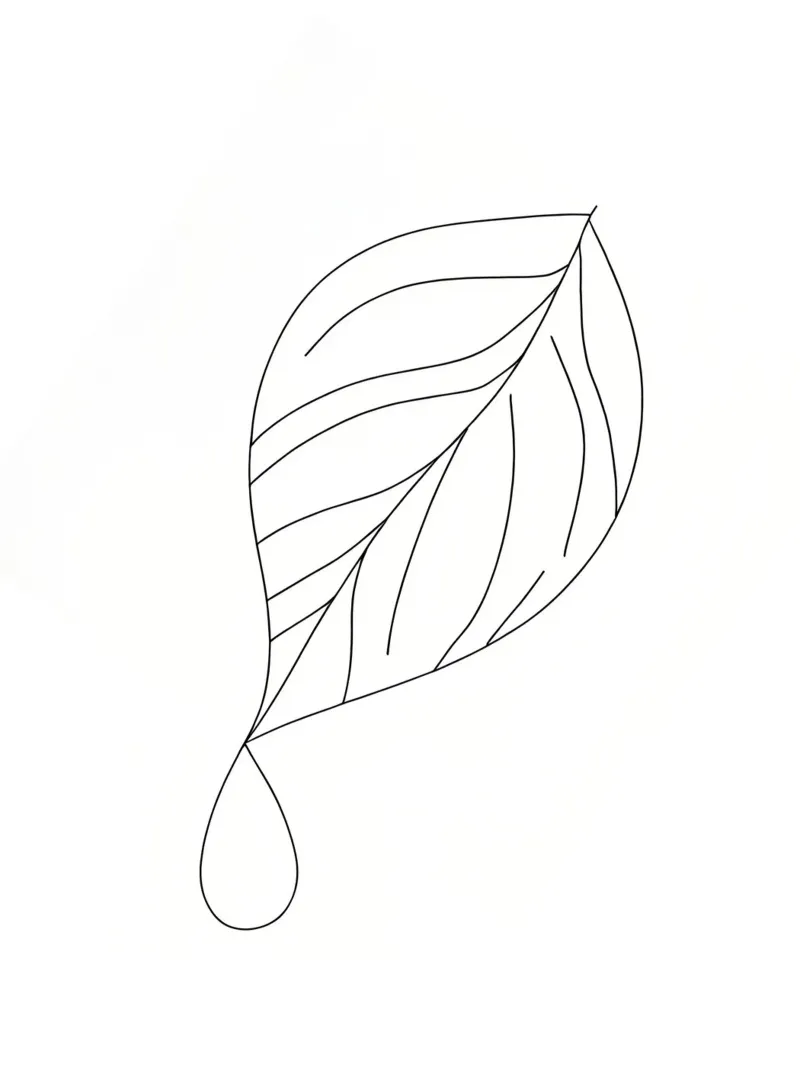 Goccia d'acqua su foglia - Line art natura minimalista carta hahnemühle da Viv Line Art