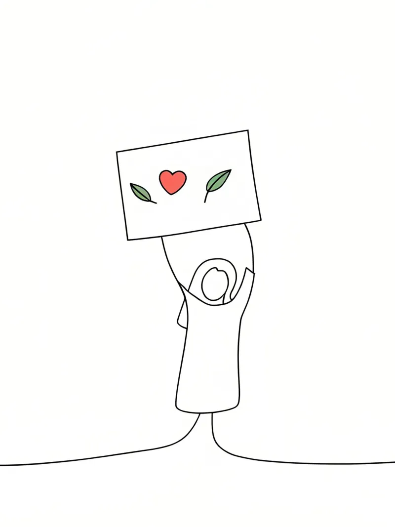 Go Vegan - Dessin au trait minimaliste pour une vie basée sur les plantes poster avec cadre en aluminium de Viv Line Art