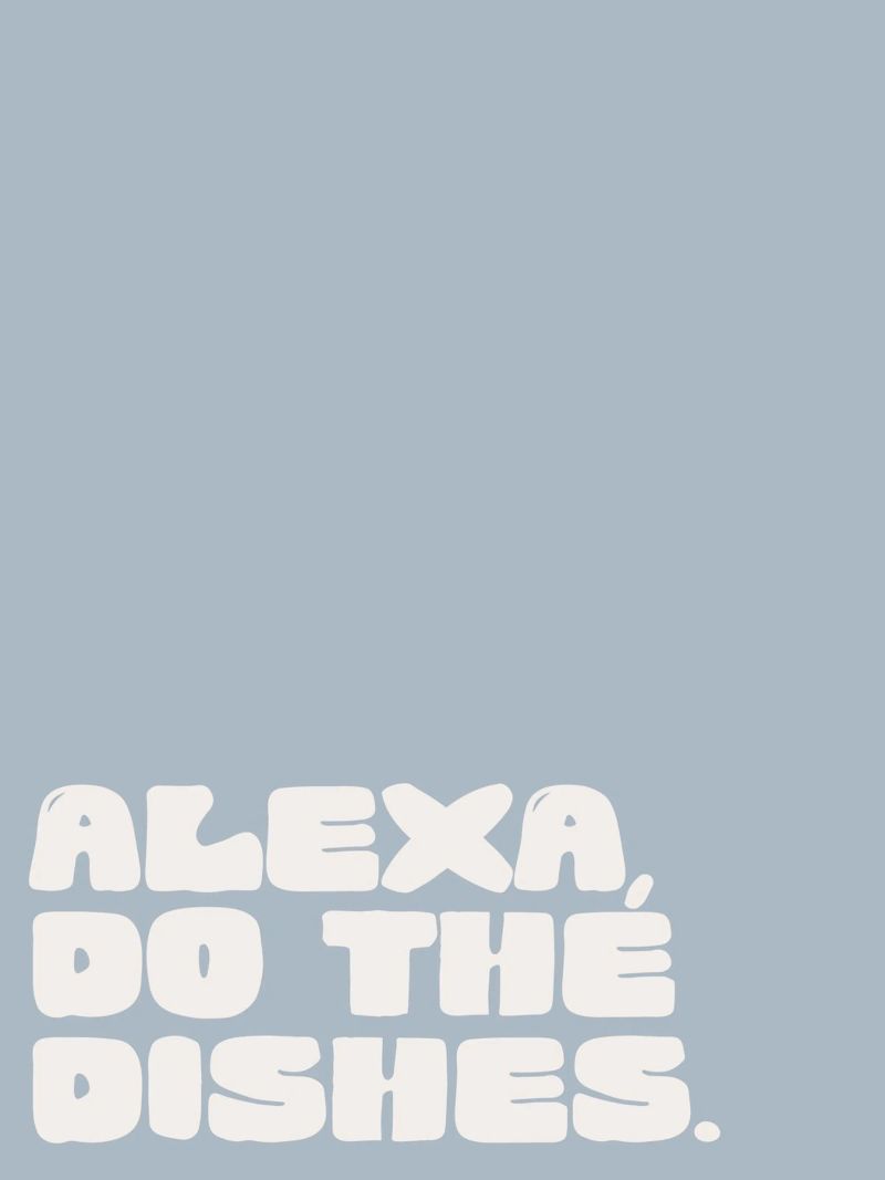 Alexa, Do The Dishes (Blue) poster with wooden frame by treechild