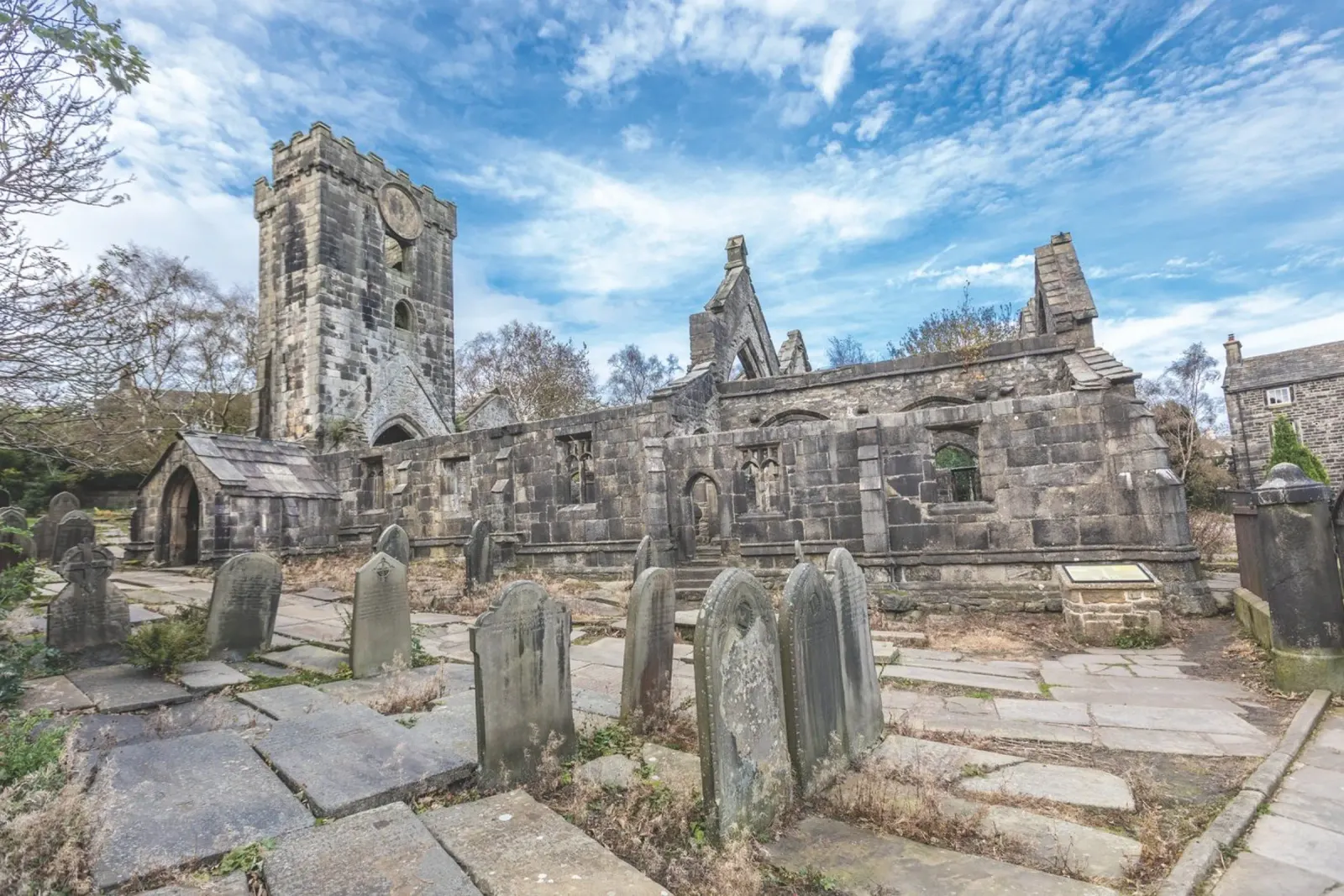 Chiesa di Heptonstall pellicola backlit da Dave Hare Photography