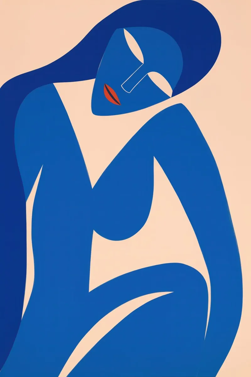 Donna dalla silhouette blu con labbra rosse plexiglass da Autofocus