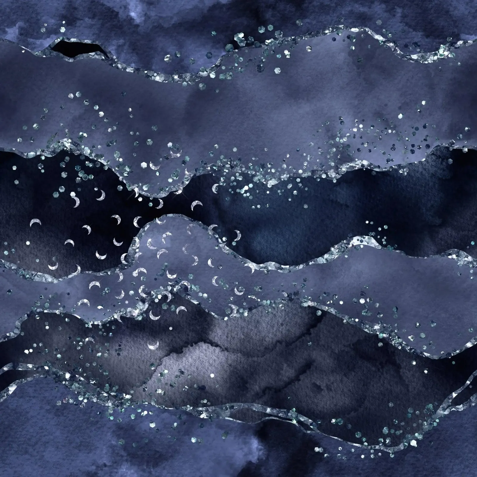 Texture Agata Glitter blu navy 01 poster con telaio in plastica da Gemstone Textures