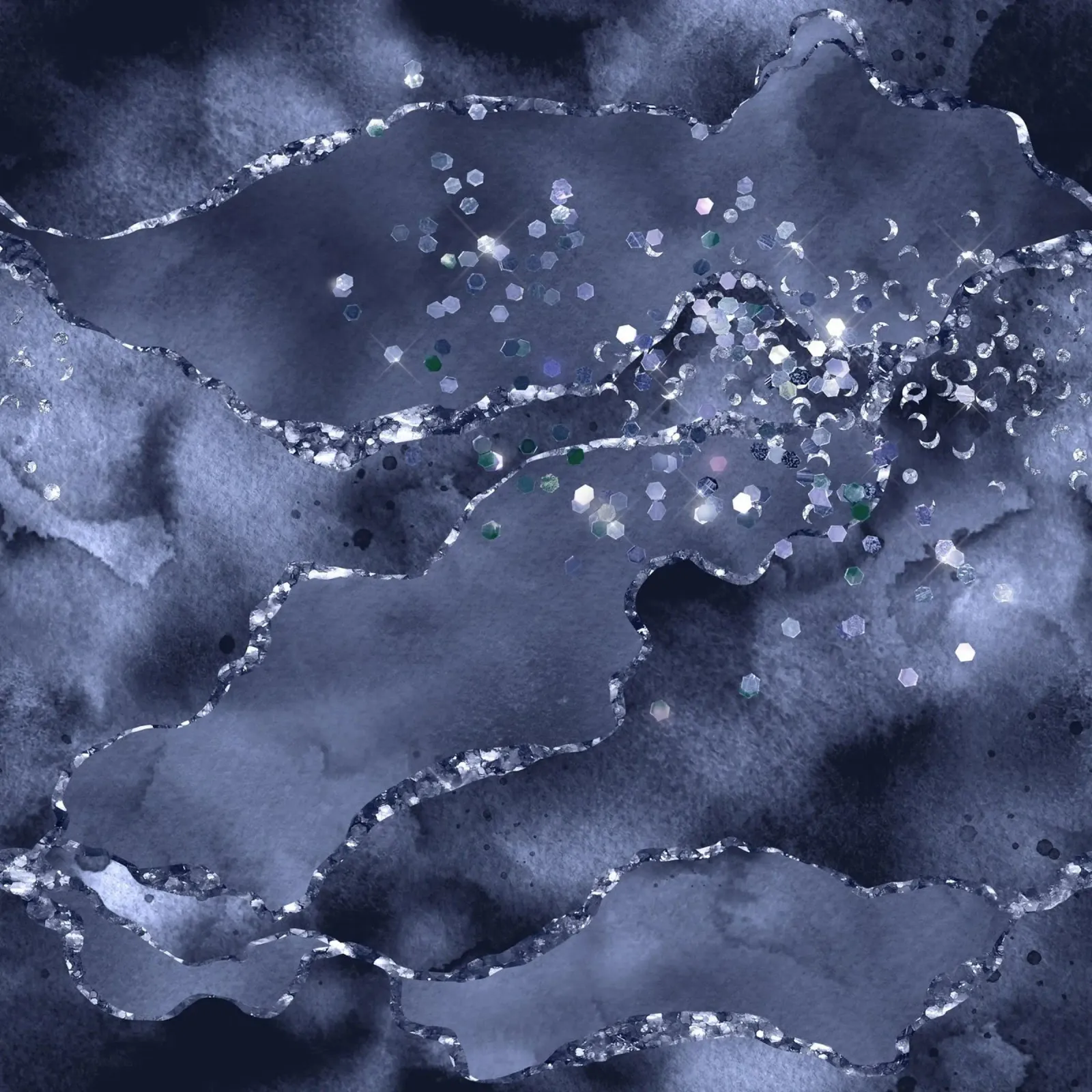 Marineblauer Glitzerachat Textur 03 Poster von Gemstone Textures