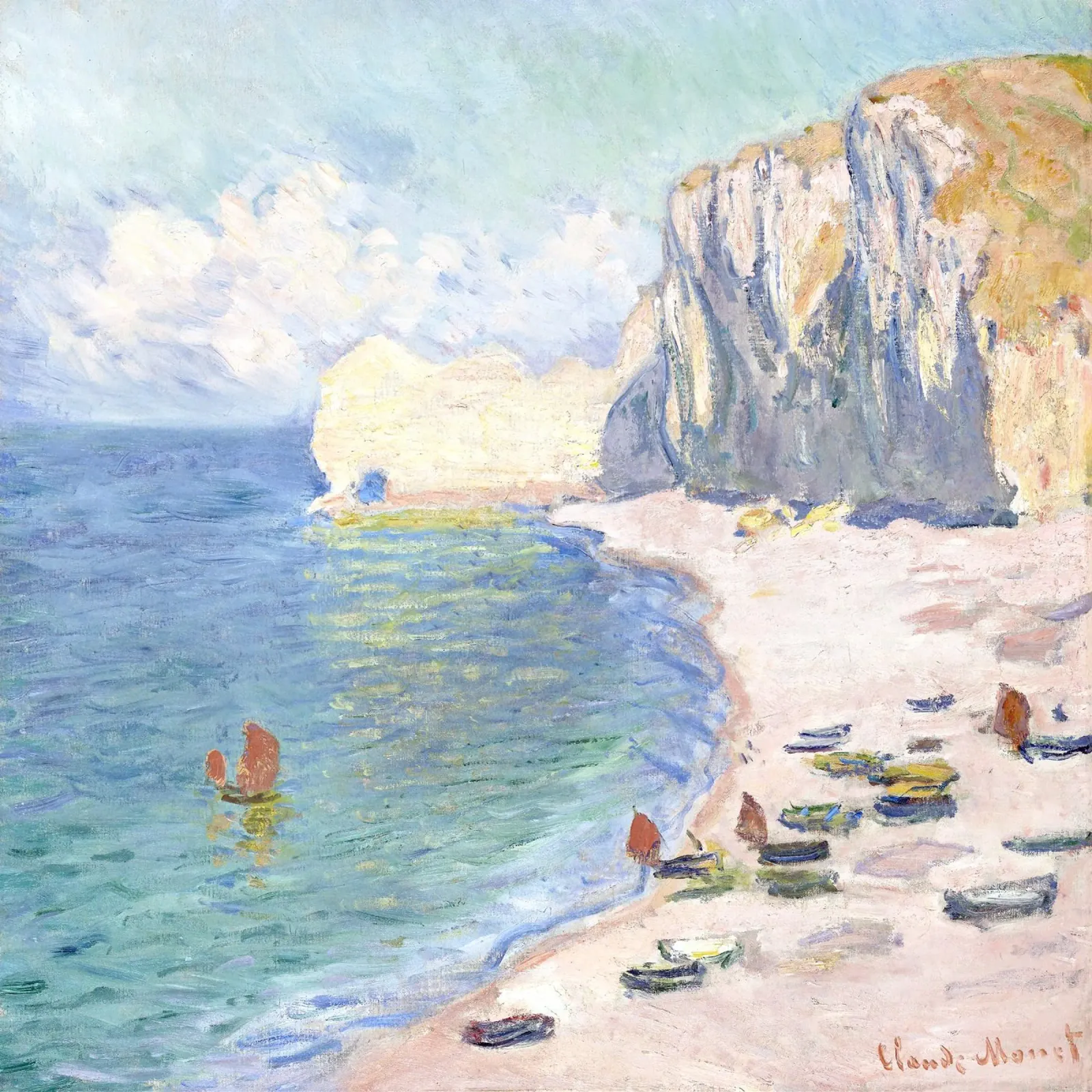 Monet - Étretat, The beach and the falaise d'Amont carta hahnemühle da apoloprints