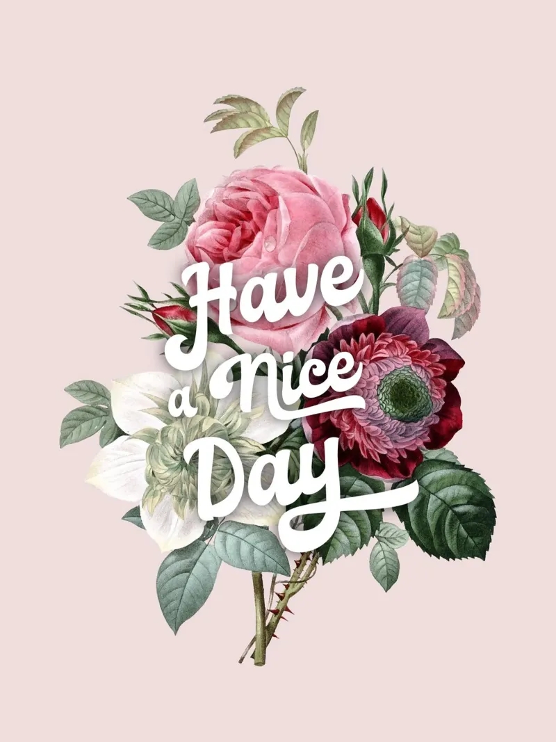 Vintage Floral "Have a Nice Day" Art Print poster da showmemars
