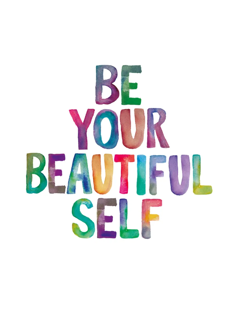 Be Your Beautiful Self - Design tipografico arcobaleno per bambini carta hahnemühle da THE MOTIVATED TYPE