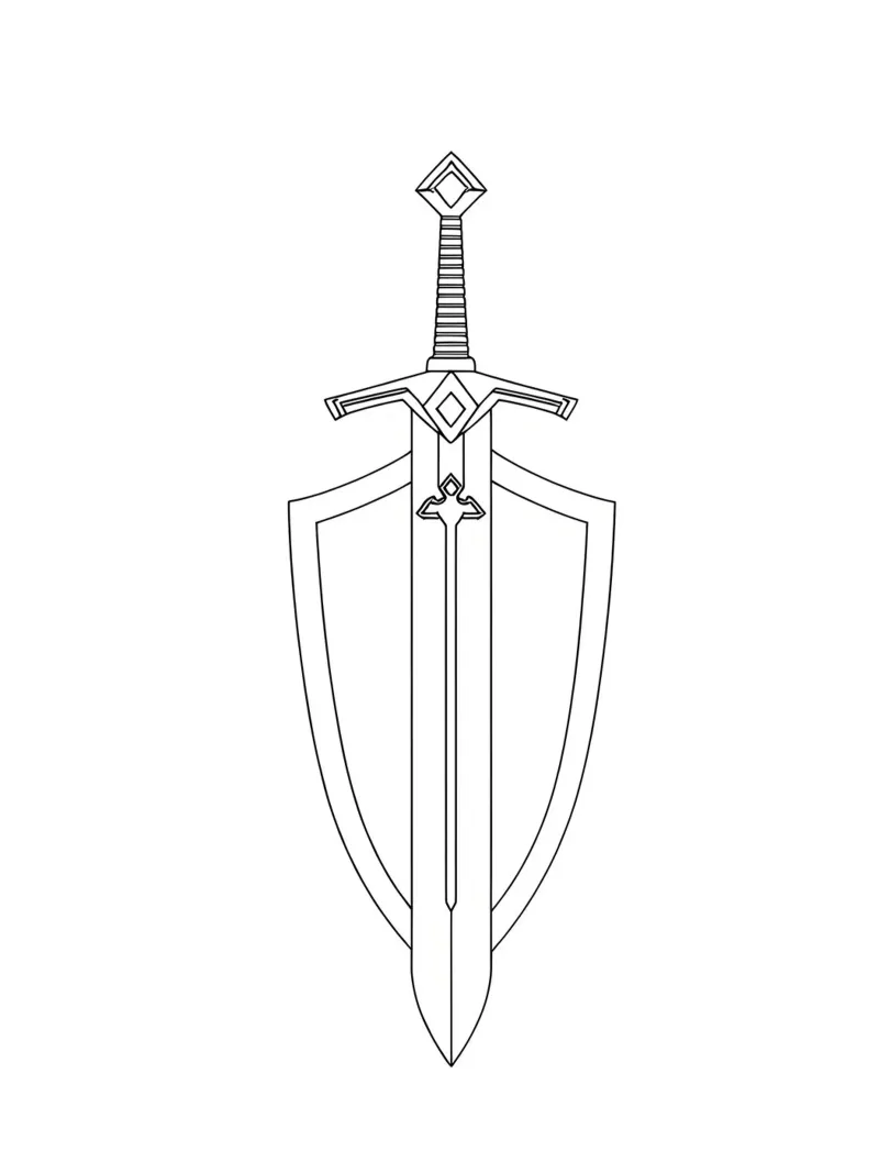 Spada e scudo - Line art minimalista pellicola backlit da Viv Line Art