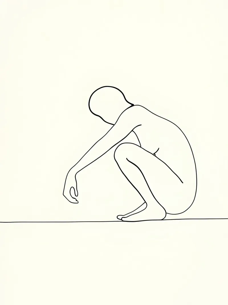 Crouching And Watching You - Minimalist Line Art canvas by Viv Line Art