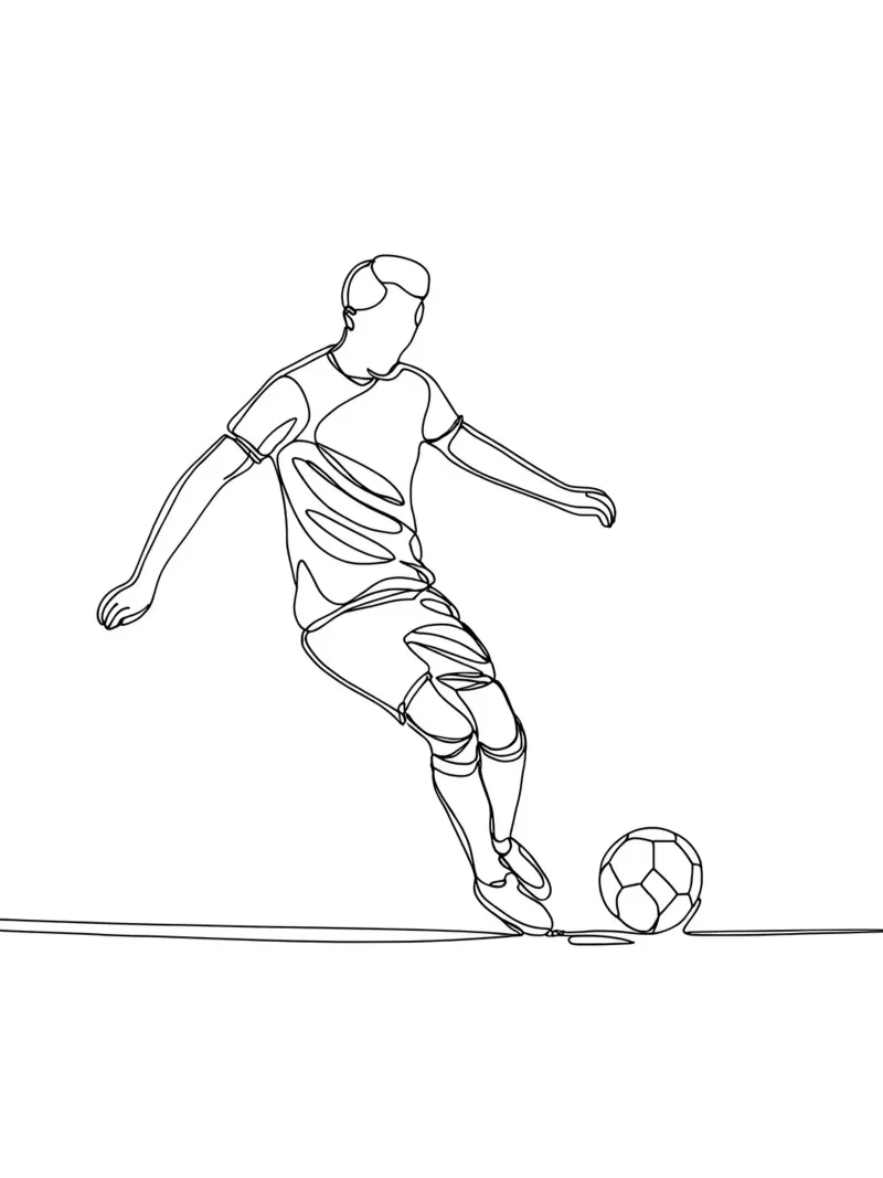 Giocatore di calcio - Line Art minimalista pellicola backlit da Viv Line Art