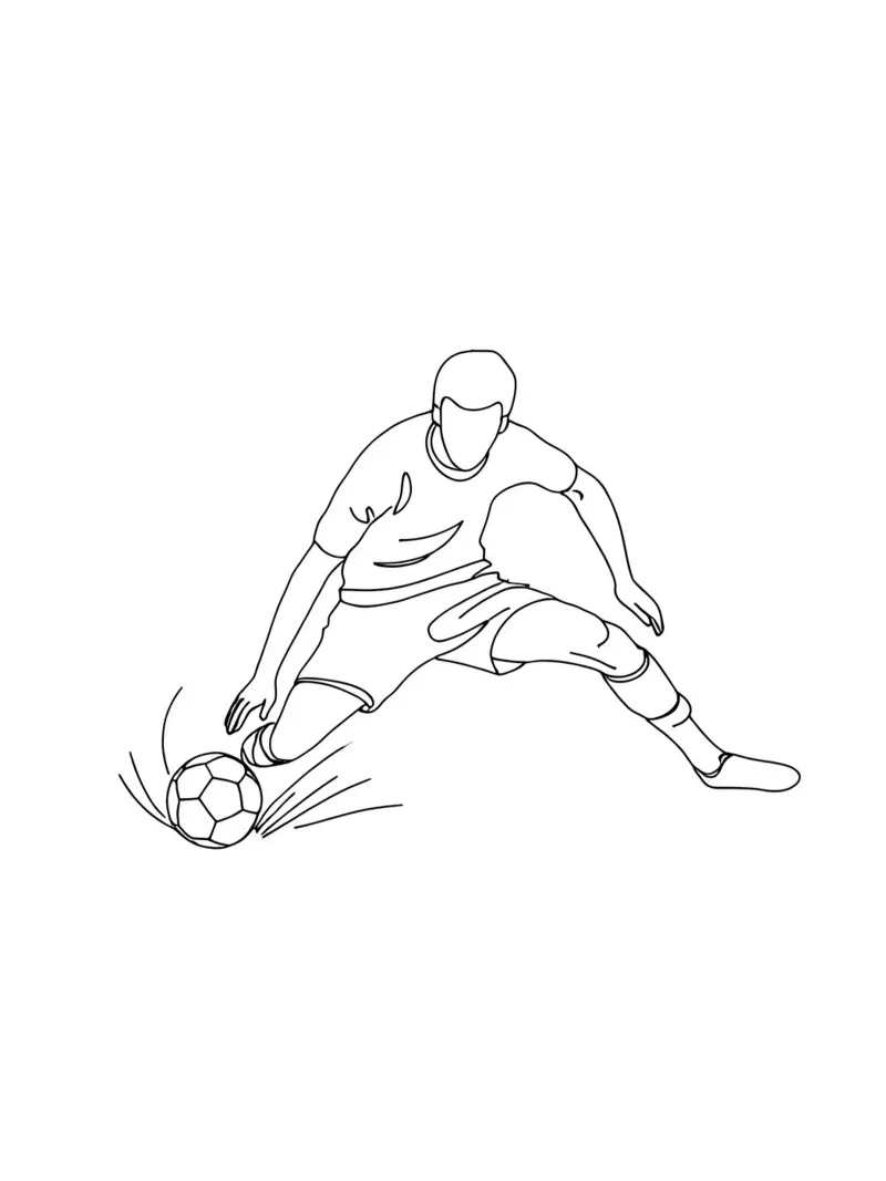 Giocatore di calcio che spara - Line Art minimalista pellicola backlit da Viv Line Art